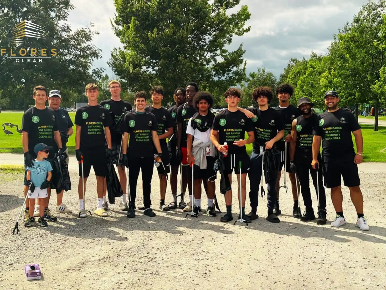 Flores Clean crew at Hamilton Beach during a community cleanup day